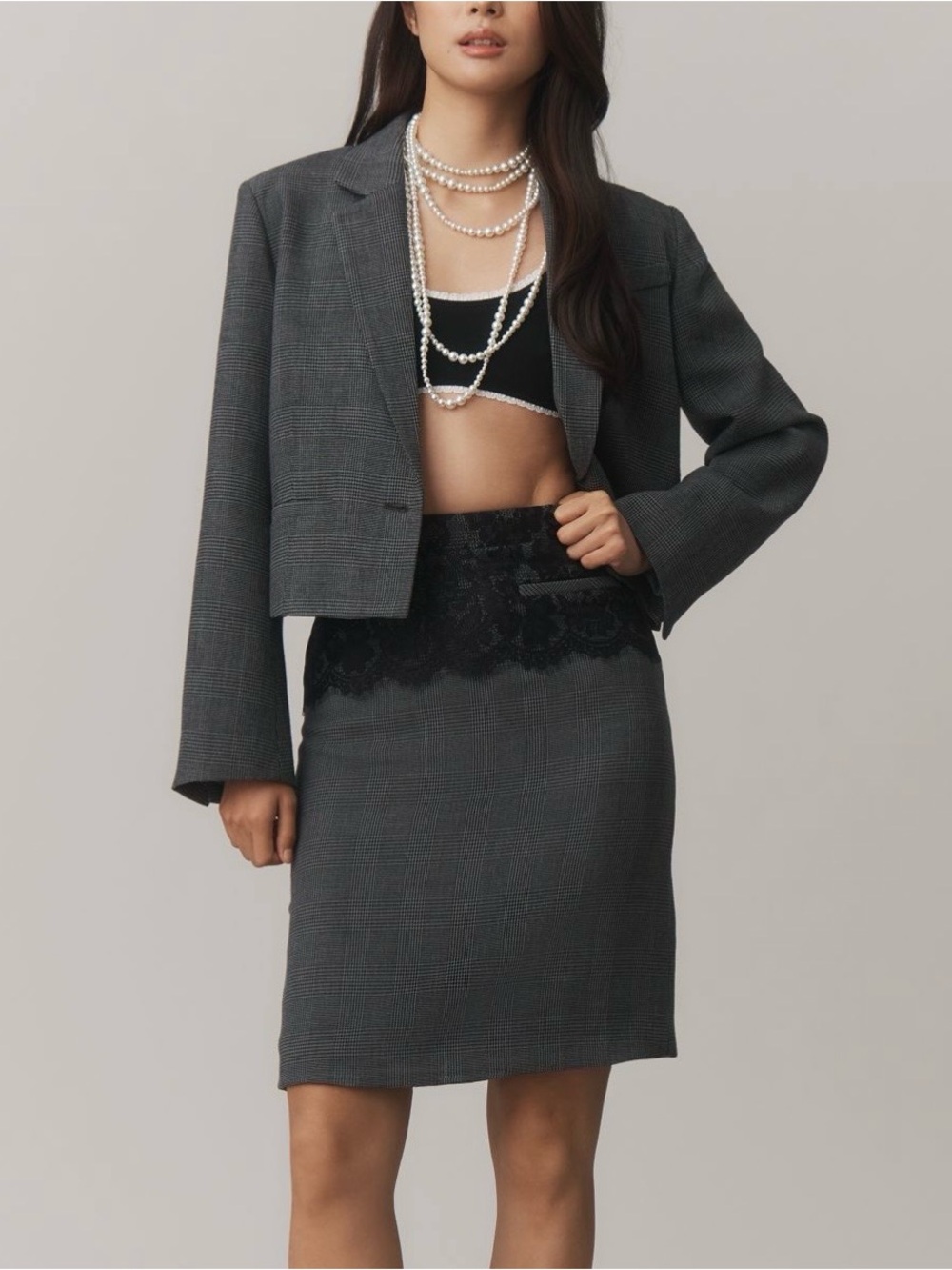 Anthropologie Maeve Lace-Blocked Knee-Length Pencil Skirt